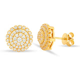 New Trendy 925 Sterling Silver Sunflower Stud Earrings for Women Men Full Moissanite