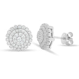 New Trendy 925 Sterling Silver Sunflower Stud Earrings for Women Men Full Moissanite