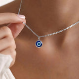 Classic Blue Eye Evil Eye Glass Pendant Necklace