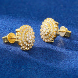 New Trendy 925 Sterling Silver Sunflower Stud Earrings for Women Men Full Moissanite