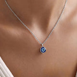 Classic Blue Eye Evil Eye Glass Pendant Necklace
