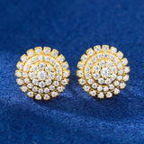 New Trendy 925 Sterling Silver Sunflower Stud Earrings for Women Men Full Moissanite