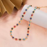 2023 Women's Blue Turkish Evil Eyes Necklace for Women Fashion Gold Color Stainless Steel Necklaces Enamel Bead Jewelry Gift