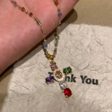 Exquisite Micro Inlaid Zircon Butterfly Tassel Necklace for Women Stainless Steel Heart Shell Pendant Necklace Wedding Jewelry