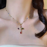 Exquisite Micro Inlaid Zircon Butterfly Tassel Necklace for Women
