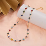 2023 Women's Blue Turkish Evil Eyes Necklace for Women Fashion Gold Color Stainless Steel Necklaces Enamel Bead Jewelry Gift