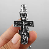 Stainless Steel Orthodox Cross Jesus Pendant Necklace For Men