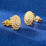 New Trendy 925 Sterling Silver Sunflower Stud Earrings for Women Men Full Moissanite