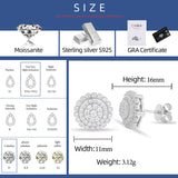 New Trendy 925 Sterling Silver Sunflower Stud Earrings for Women Men Full Moissanite