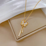 Exquisite Micro Inlaid Zircon Butterfly Tassel Necklace for Women