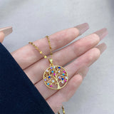Temperamental Luxury Rhinestone Tree of Life Pendant Necklace Women