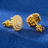 New Trendy 925 Sterling Silver Sunflower Stud Earrings for Women Men Full Moissanite