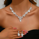 3pcs New Fashion Necklace Sets for Women Waterdrop Collar Choker Necklace Earring Jewelry Set for Prom Birthday Bridal Wedding