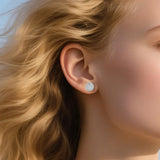 New Trendy 925 Sterling Silver Sunflower Stud Earrings for Women Men Full Moissanite